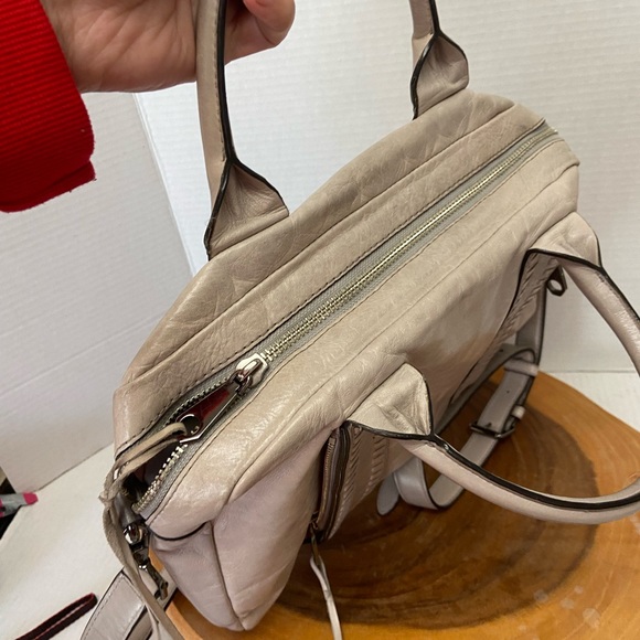 Large Rebecca Minkoff Oatmeal White Leather Tote Bag w/Shoulder Strap - Picture 5 of 14